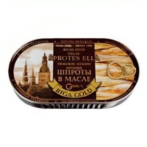 თევზის კონსერვი /Gama/ "Riga Gold" "მსხვილი შპროტი ზეთში" 36*190